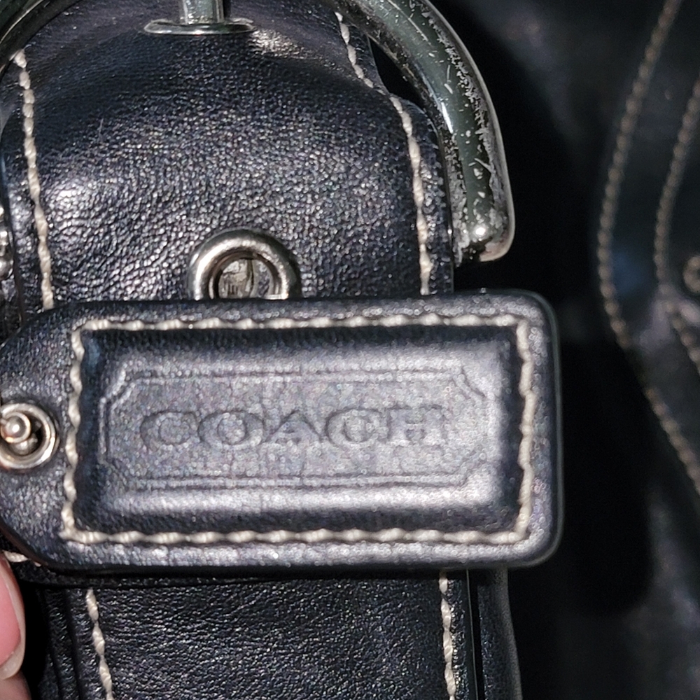 Coach Vintage Soho Black Leather Flap Buckle Medium Bag 06 Y2K 9248 Hobo Purse - Picture 4 of 16